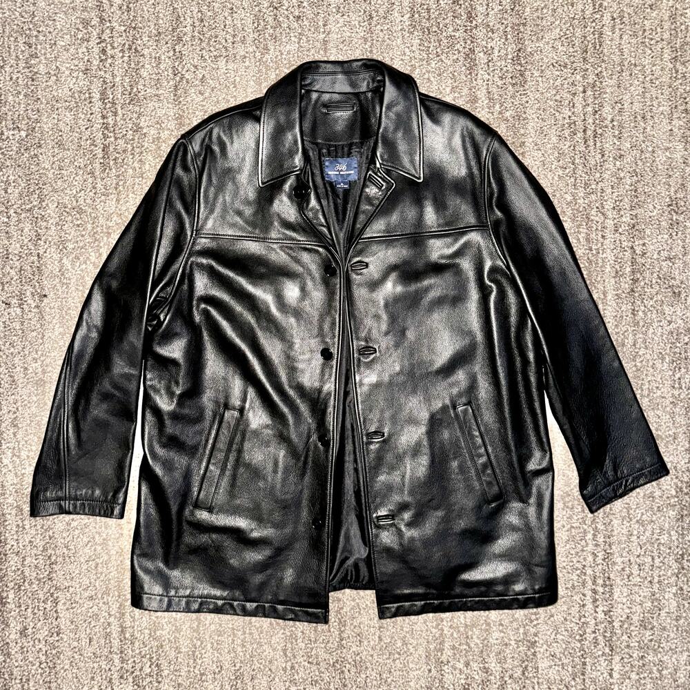 Brooks Brothers Men's Vintage 100% Genuine Leather Car Coat Jacket